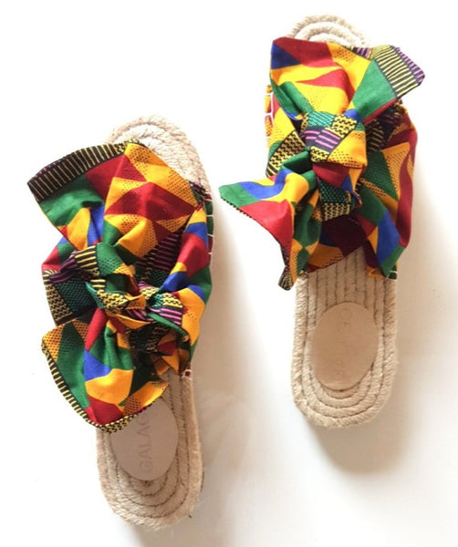 Red Kente Bow Espadrilles