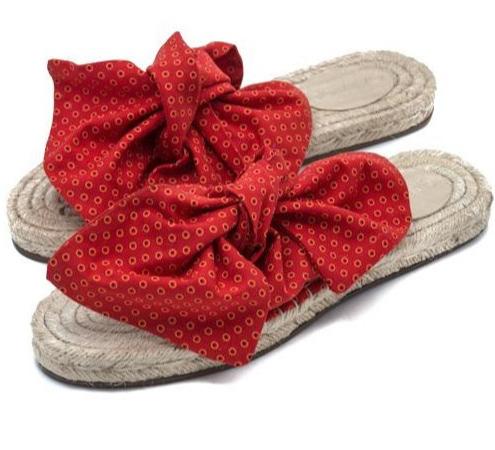 Red shweshwe Bow Espadrilles