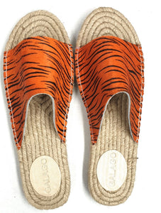Orange tiger print leather